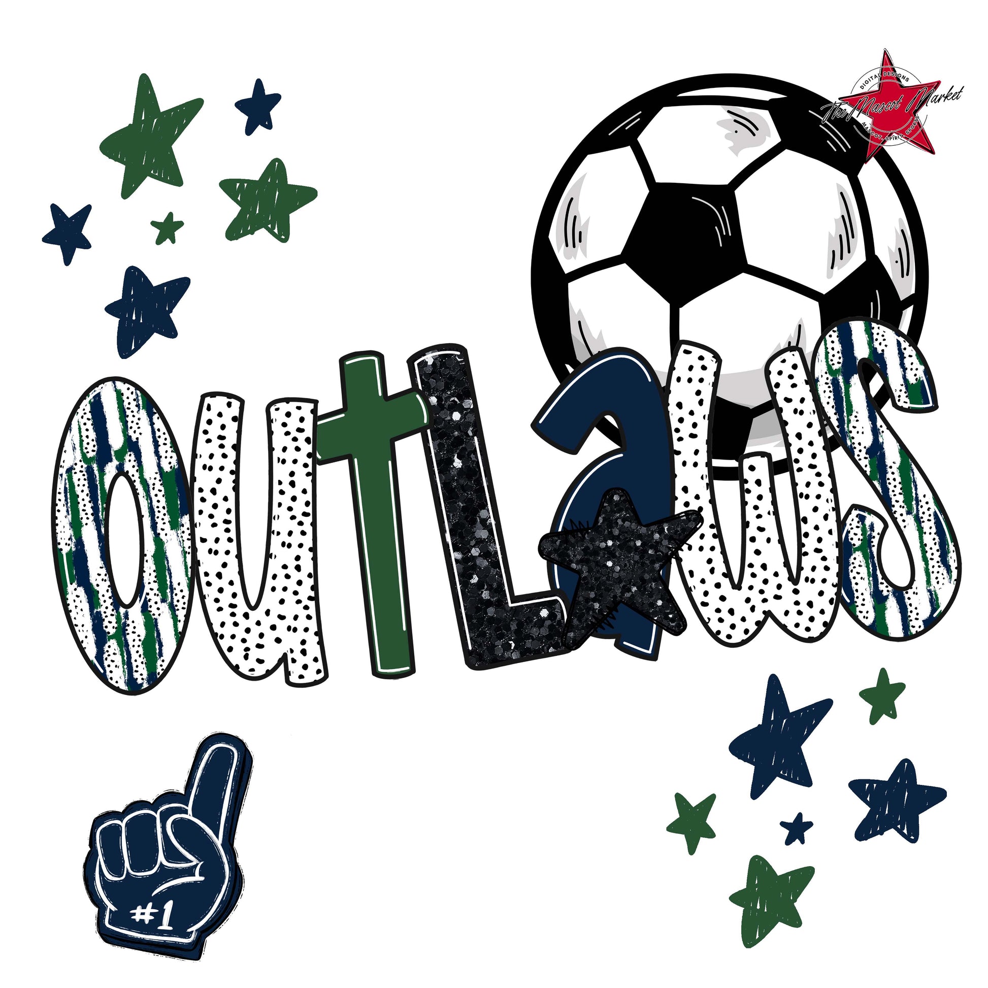 Outlaws Soccer Scrape-Navy & Green