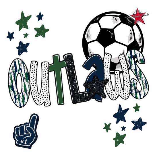 Outlaws Soccer Scrape-Navy & Green