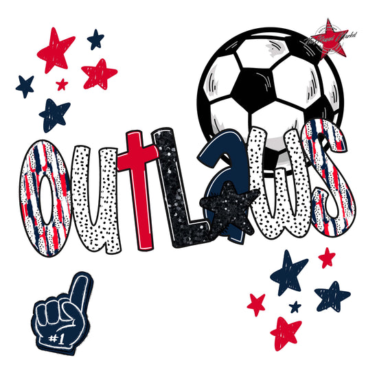 Outlaws Soccer Scrape-Navy & Red