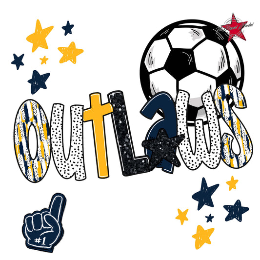 Outlaws Soccer Scrape-Navy & Yellow