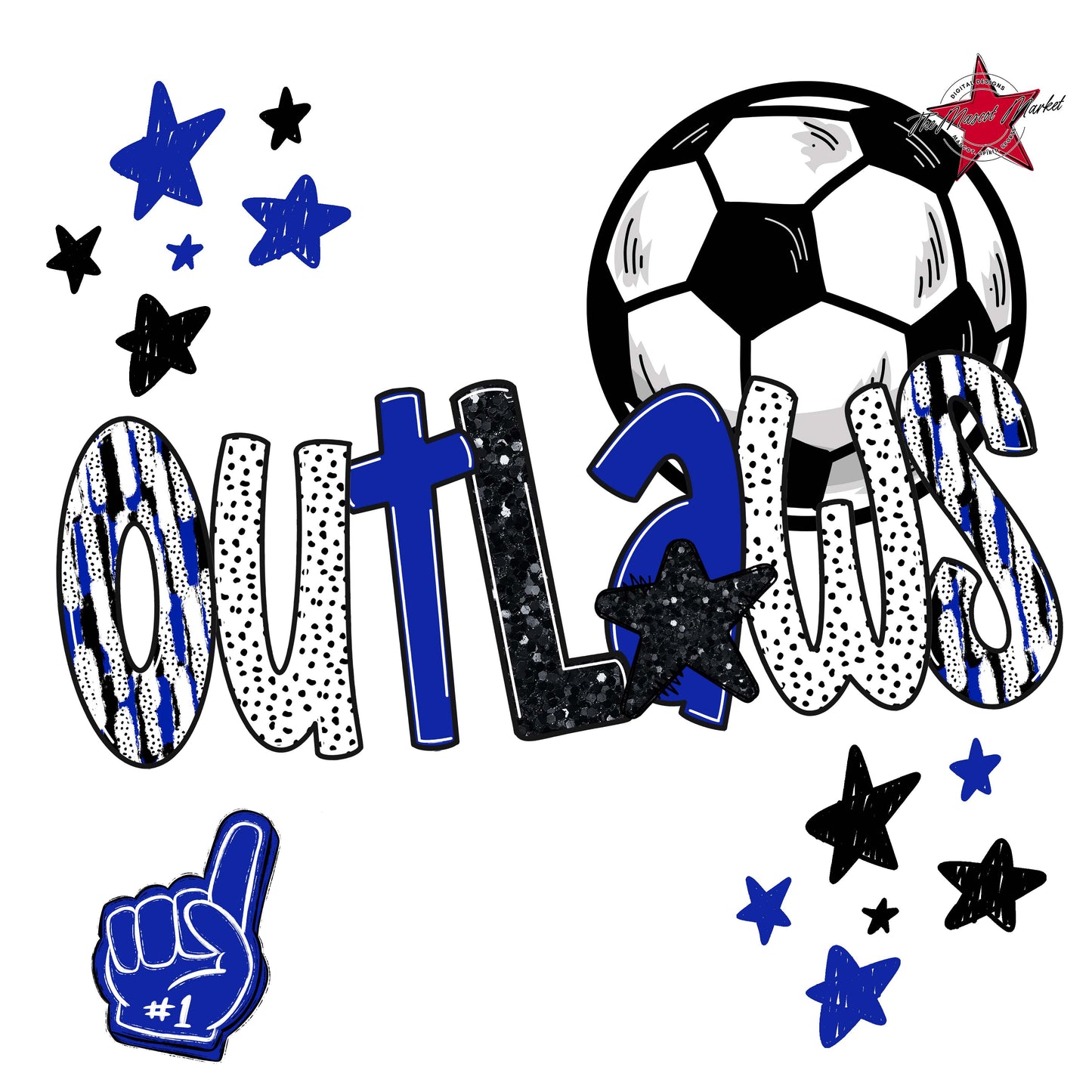 Outlaws Soccer Scrape-Royal Blue