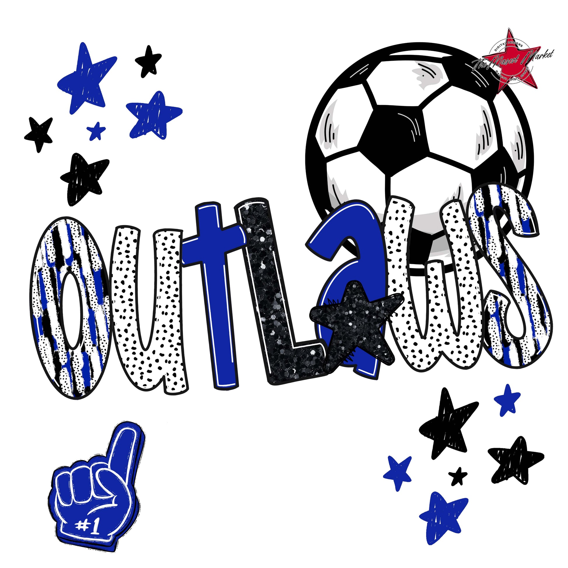 Outlaws Soccer Scrape-Royal Blue