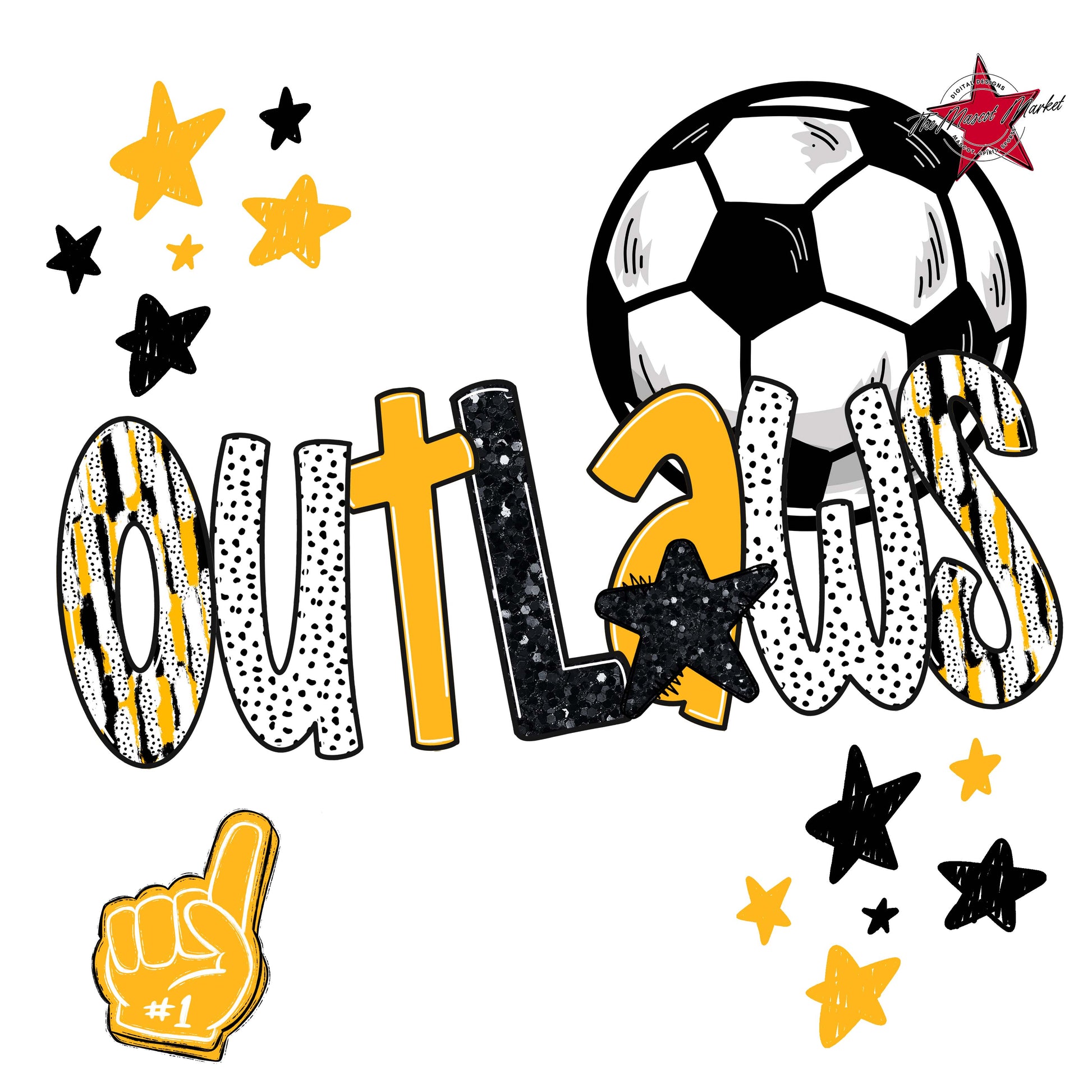 Outlaws Soccer Scrape-Yellow