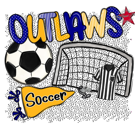 Outlaws Soccer Spirit-Blue & Yellow