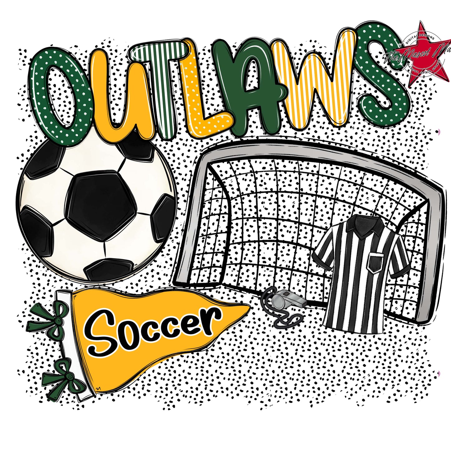 Outlaws Soccer Spirit-Green & Yellow