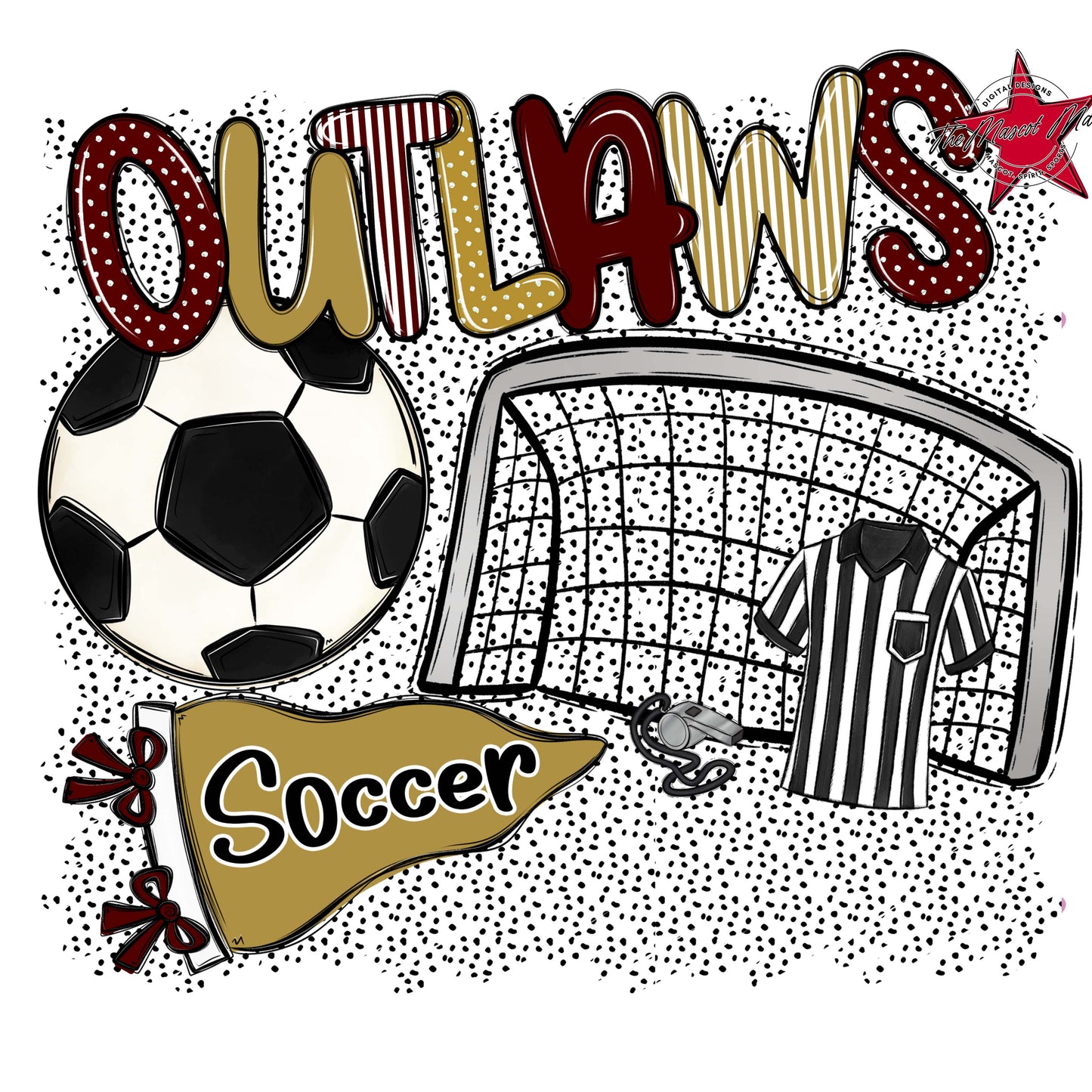 Outlaws Soccer Spirit-Maroon & Gold