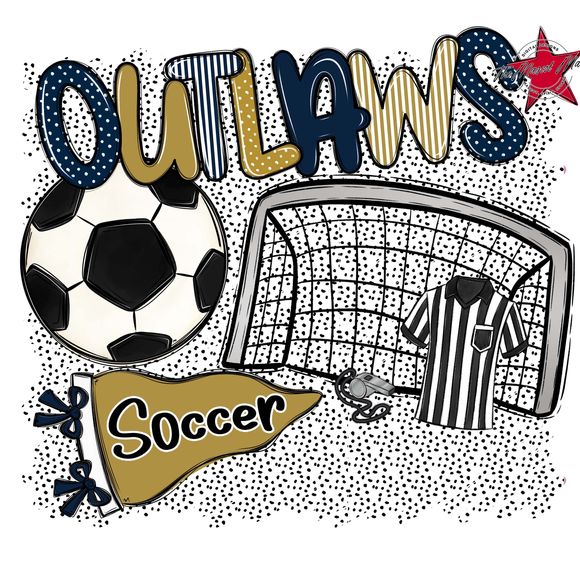 Outlaws Soccer Spirit-Navy & Gold