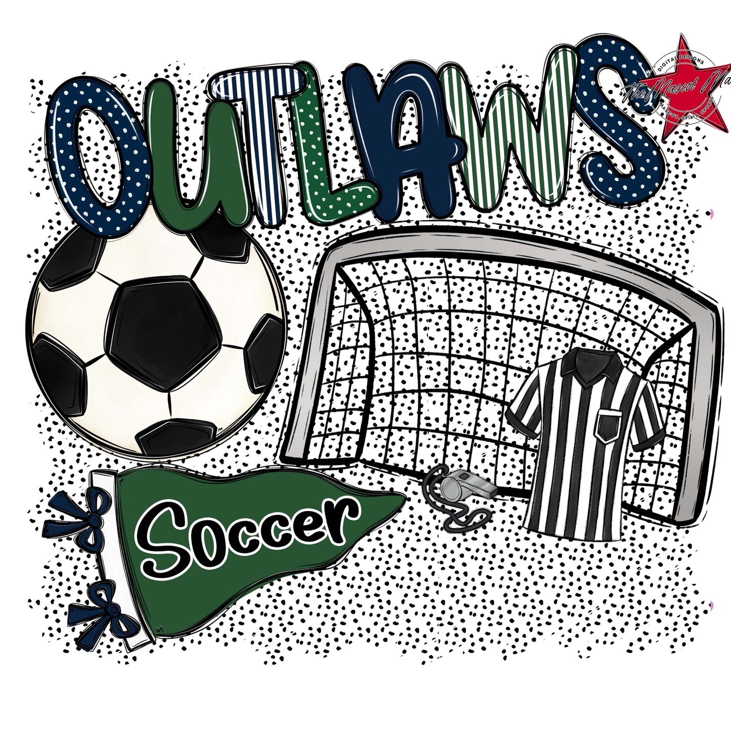 Outlaws Soccer Spirit-Navy & Green