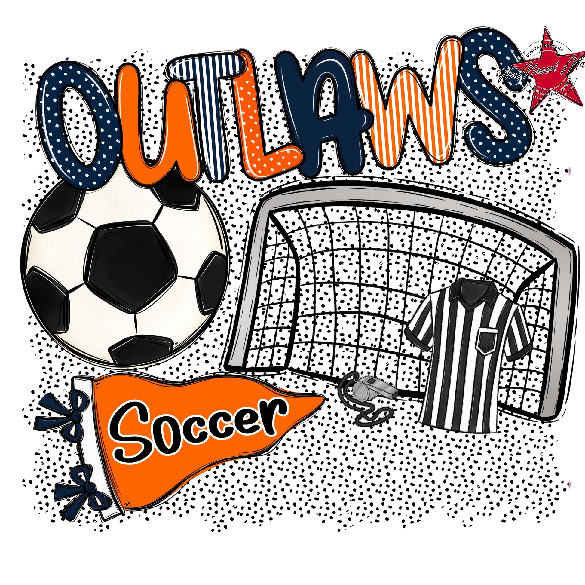 Outlaws Soccer Spirit-Navy & Orange