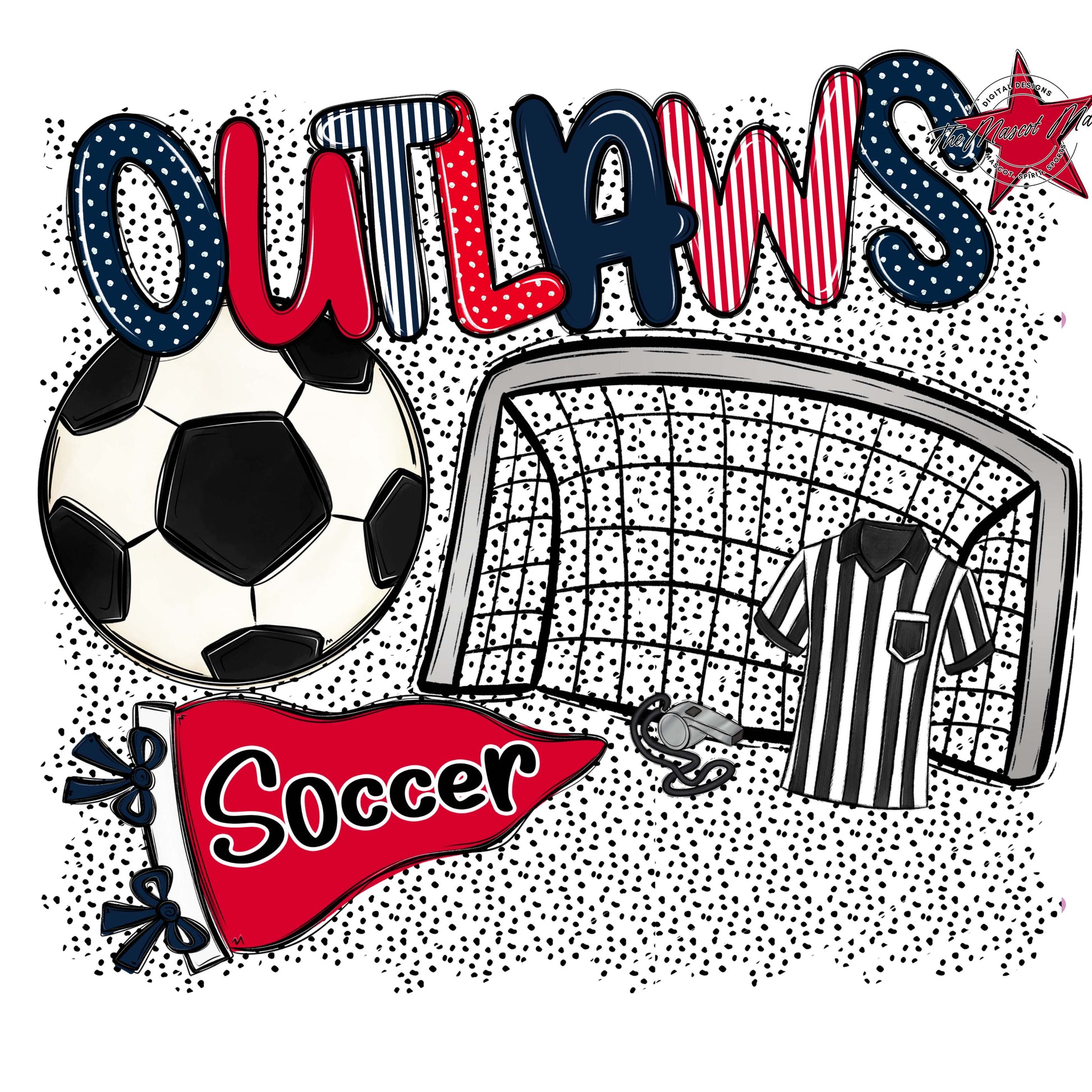 Outlaws Soccer Spirit-Navy & Red