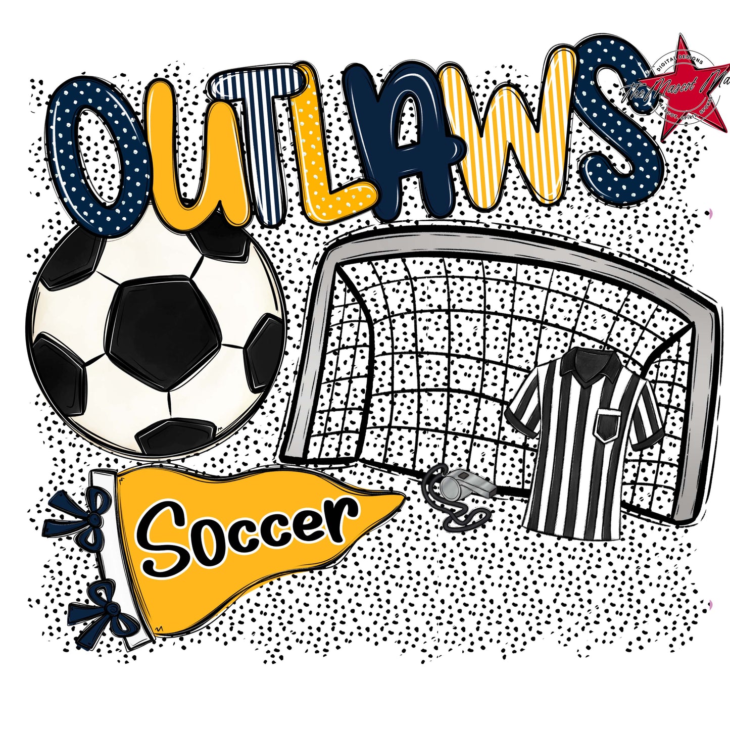 Outlaws Soccer Spirit-Navy & Yellow
