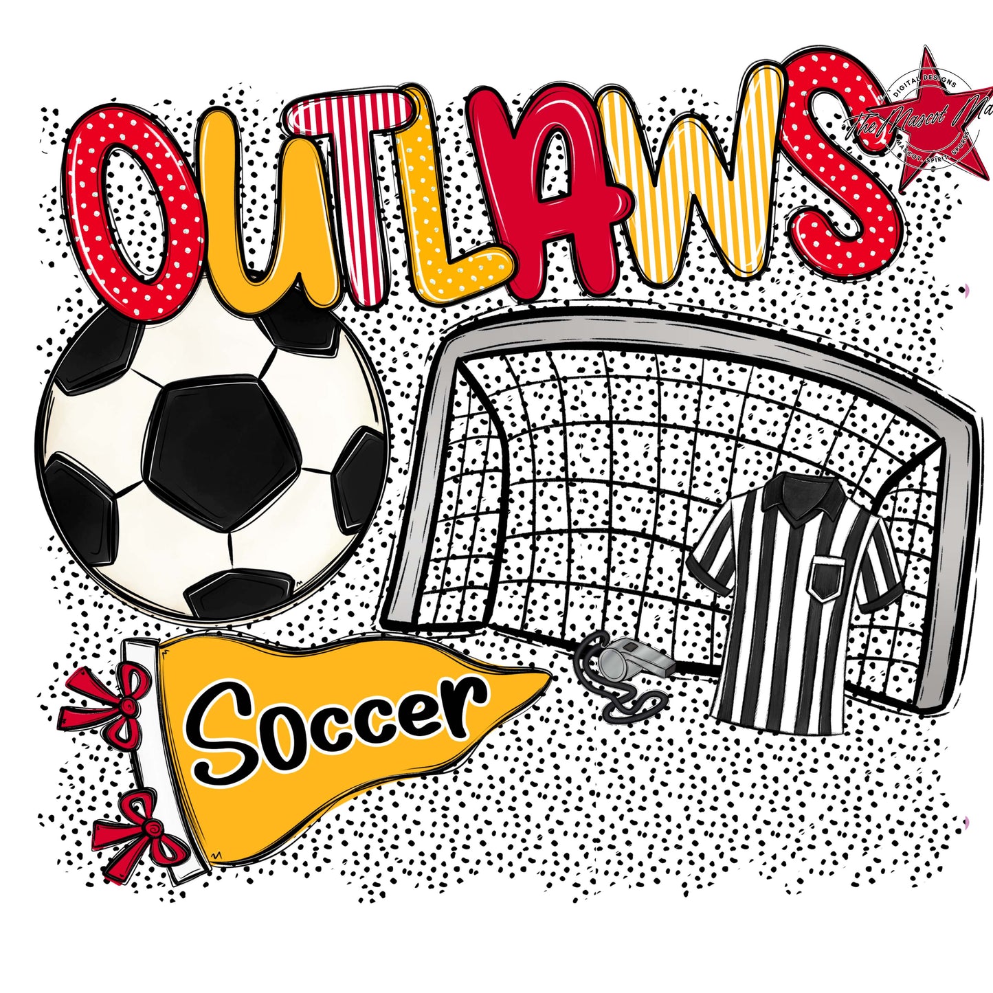 Outlaws Soccer Spirit-Red & Yellow