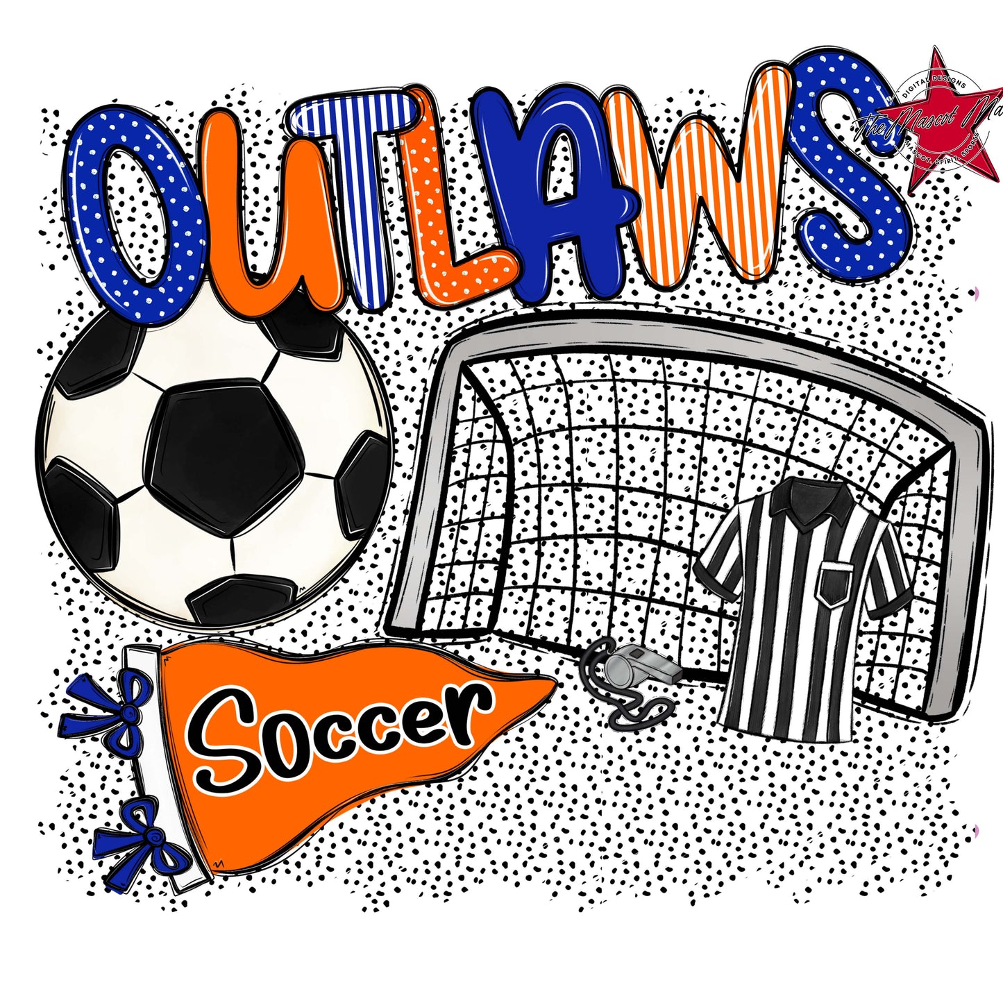 Outlaws Soccer Spirit-Royal Blue & Orange