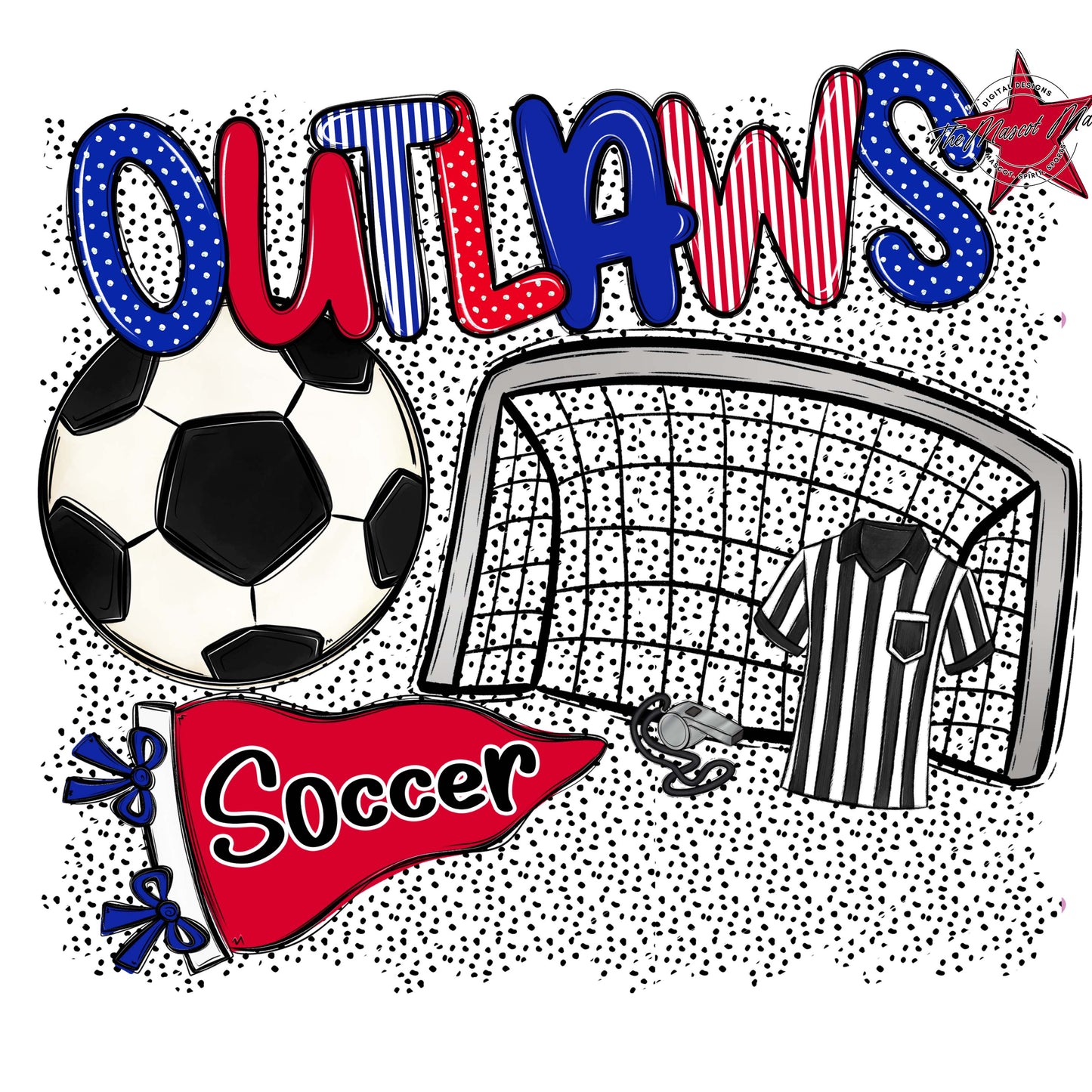 Outlaws Soccer Spirit-Royal Blue & Red