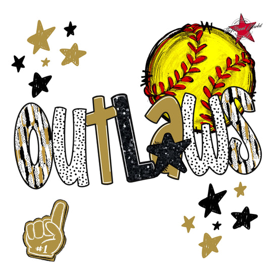 Outlaws Softball Scrape-Gold