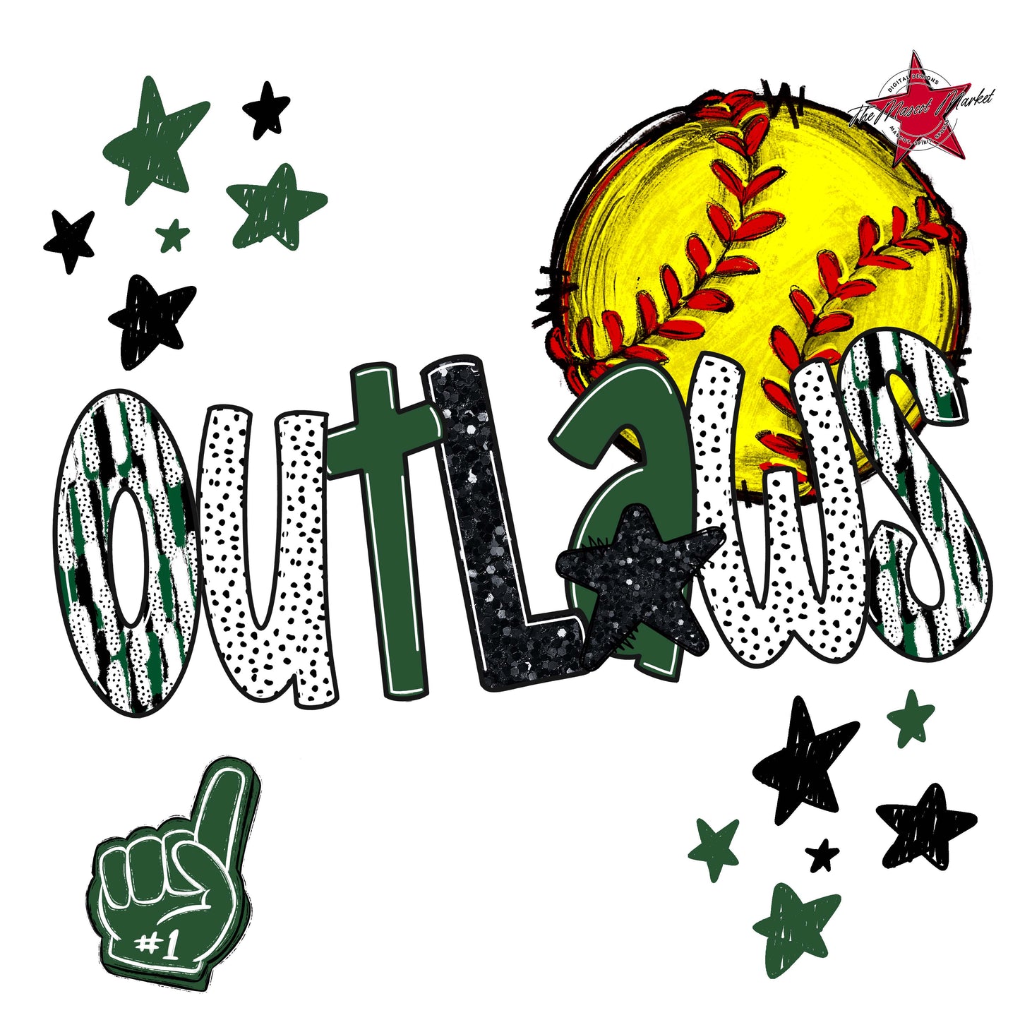 Outlaws Softball Scrape-Green
