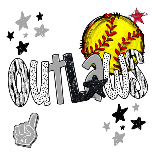 Outlaws Softball Scrape-Grey