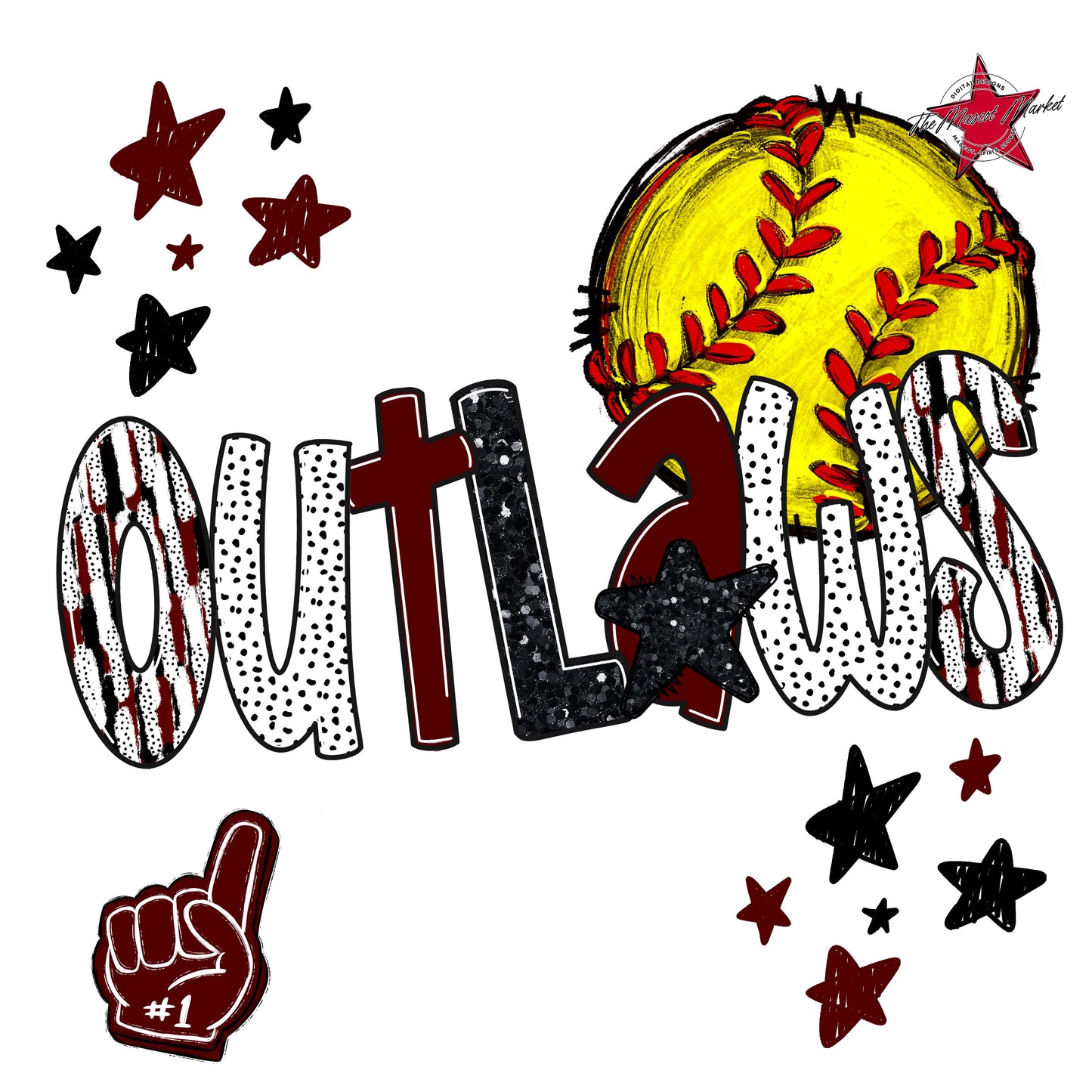 Outlaws Softball Scrape-Maroon