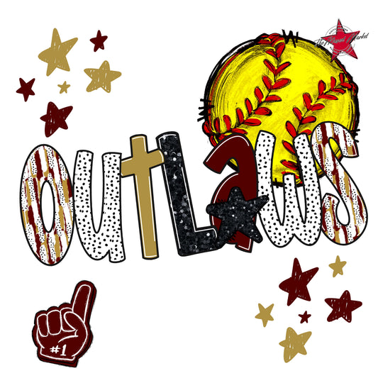 Outlaws Softball Scrape-Maroon & Gold