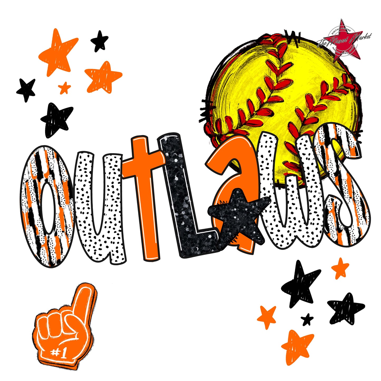 Outlaws Softball Scrape-Orange