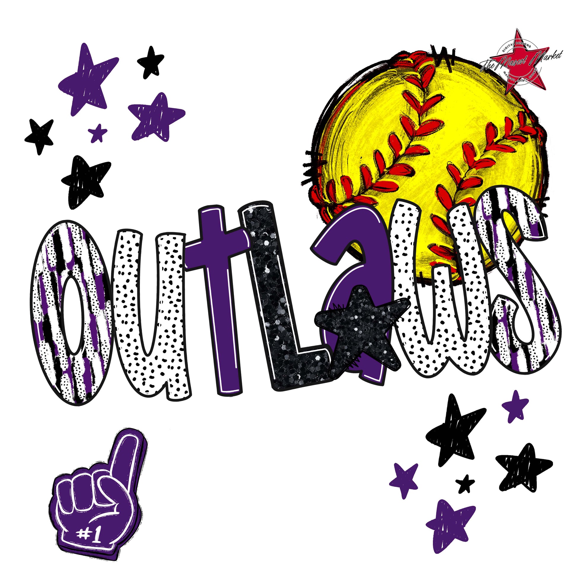 Outlaws Softball Scrape-Purple