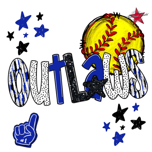 Outlaws Softball Scrape-Royal Blue
