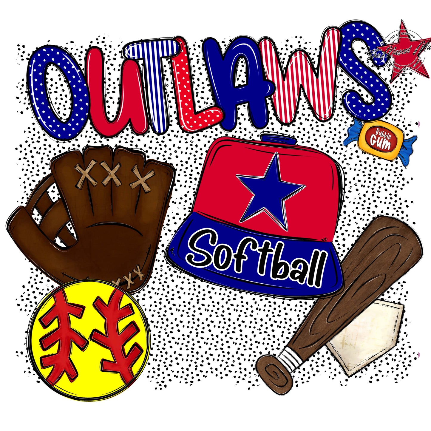 Outlaws Softball Spirit-Blue & Red