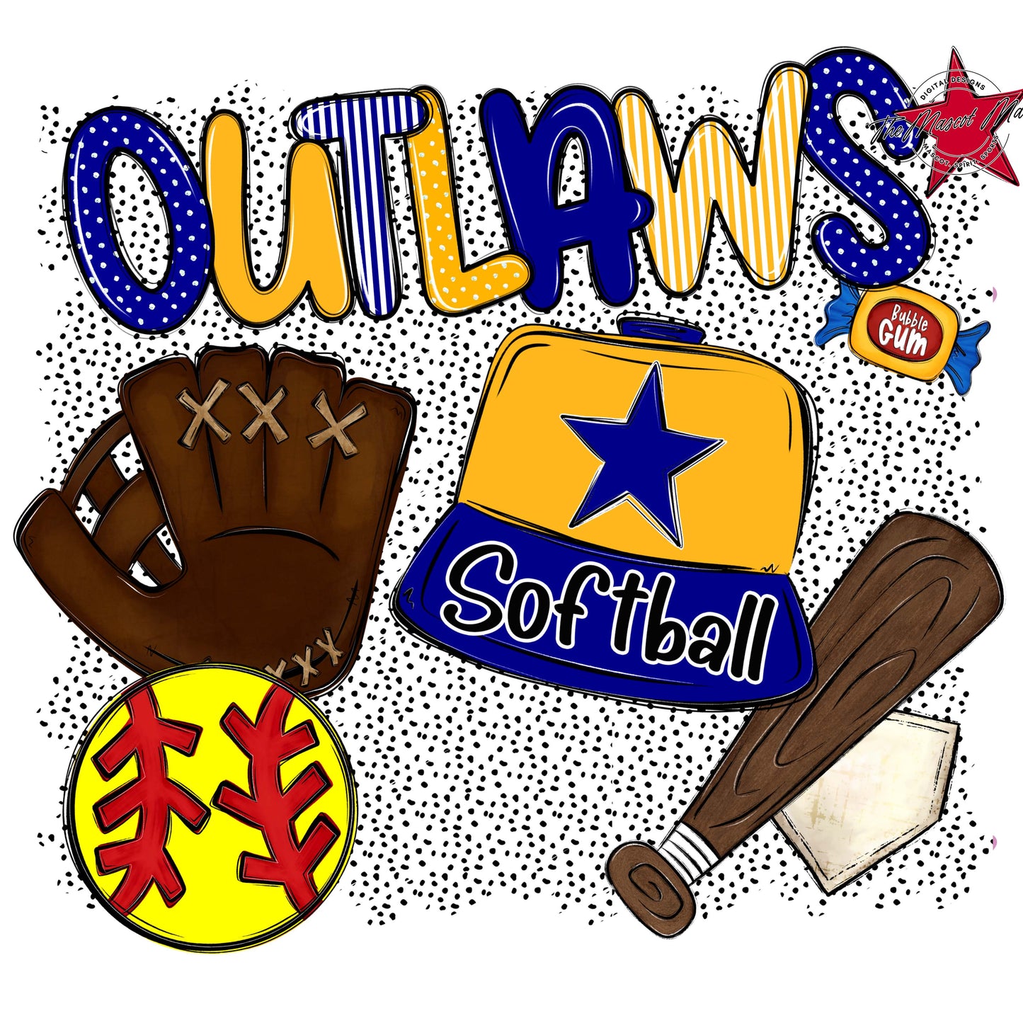 Outlaws Softball Spirit-Blue & Yellow