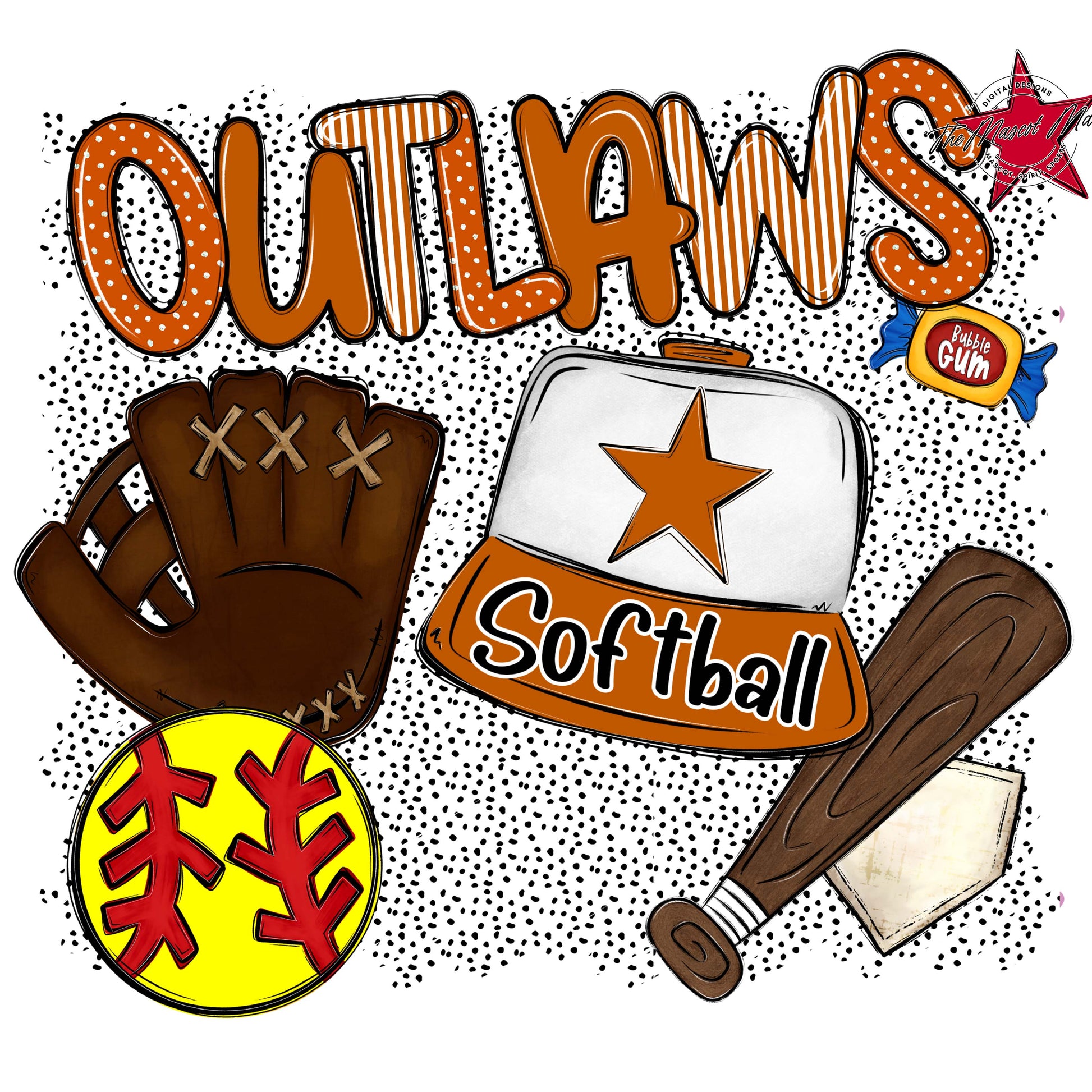 Outlaws Softball Spirit-Burnt Orange