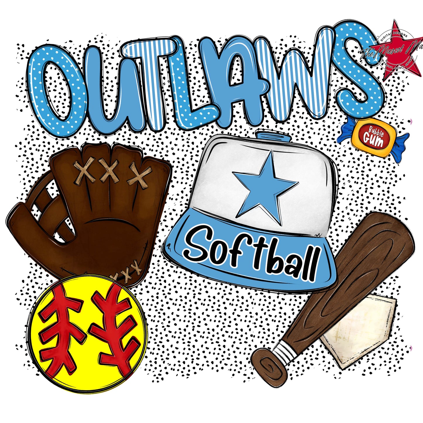 Outlaws Softball Spirit-Carolina Blue