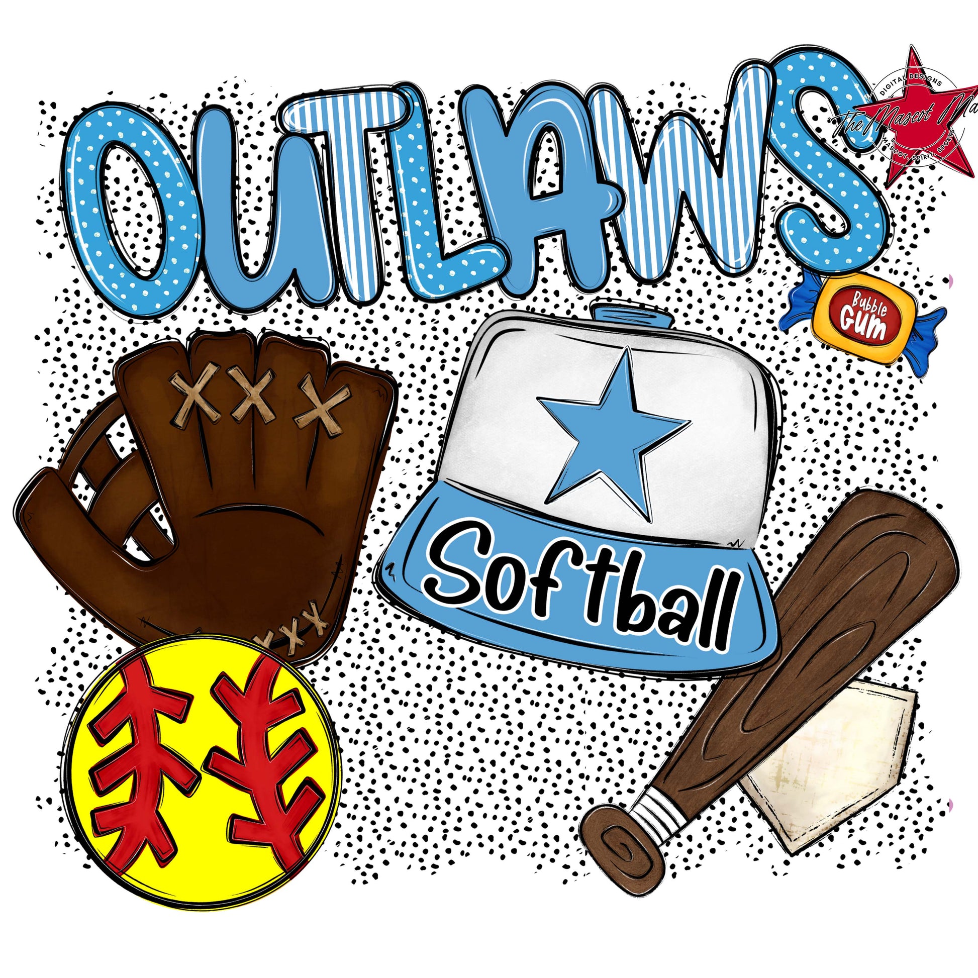 Outlaws Softball Spirit-Carolina Blue