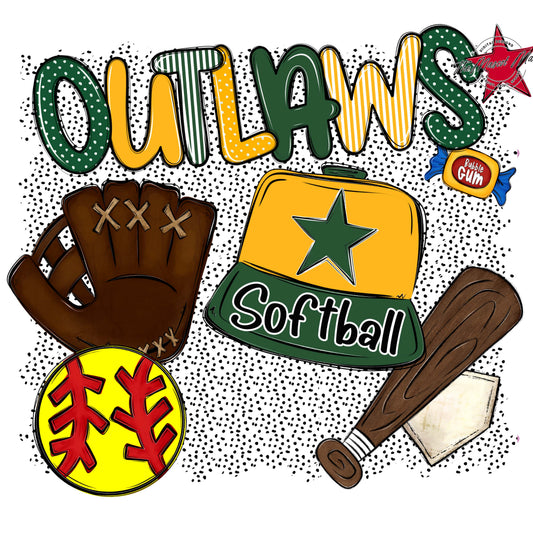 Outlaws Softball Spirit-Green & Yellow