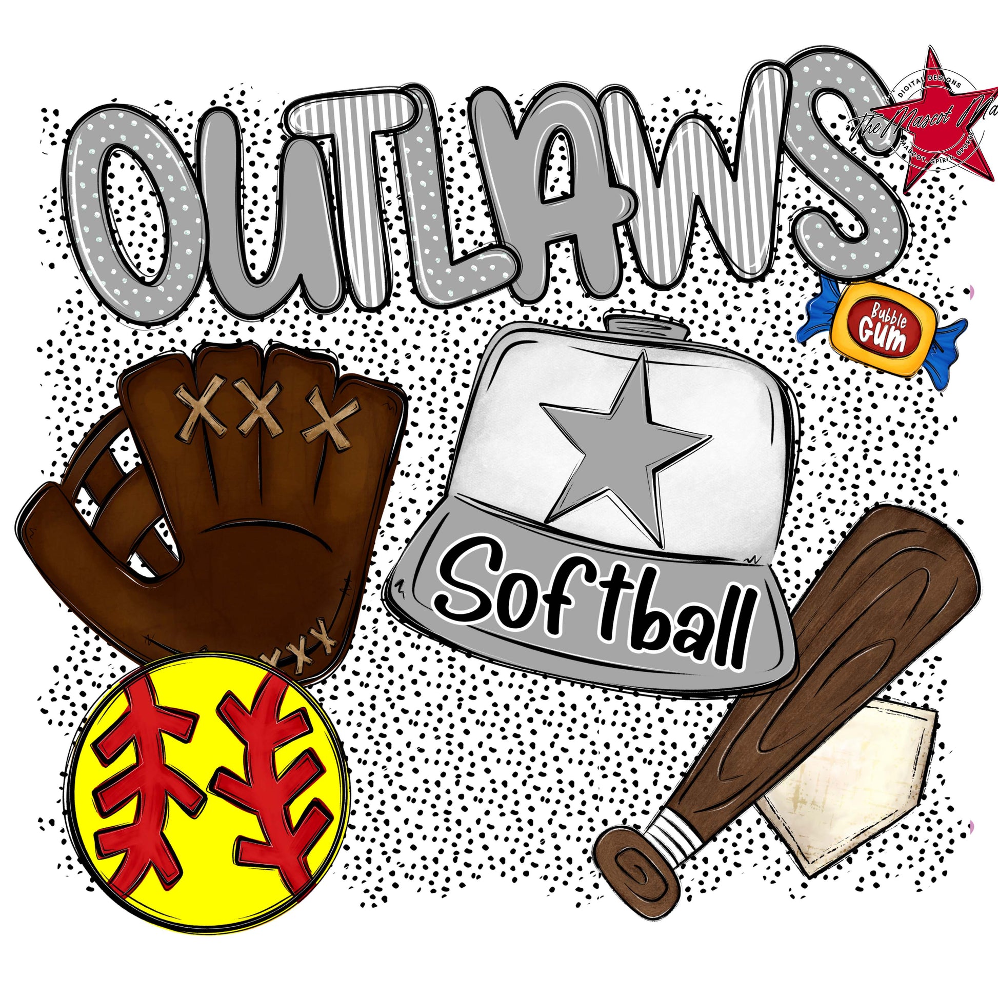 Outlaws Softball Spirit-Grey