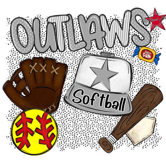 Outlaws Softball Spirit-Grey