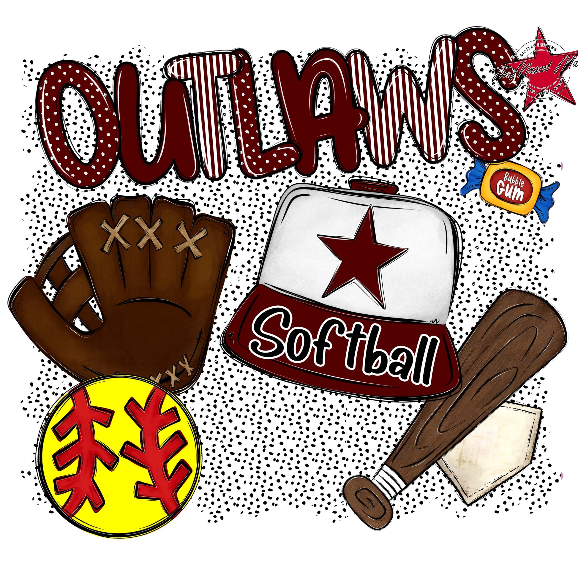 Outlaws Softball Spirit-Maroon