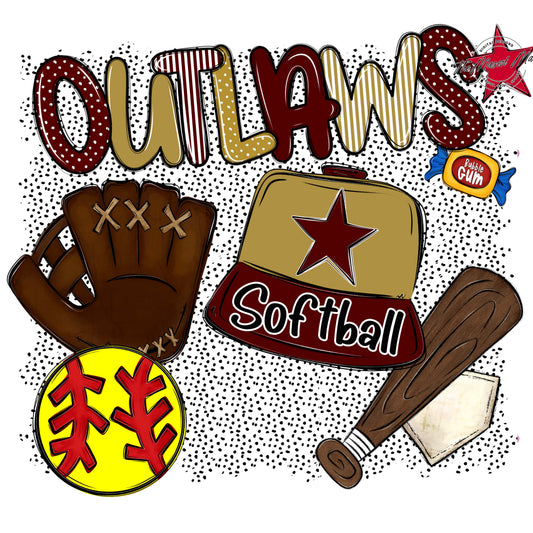 Outlaws Softball Spirit-Maroon & Gold