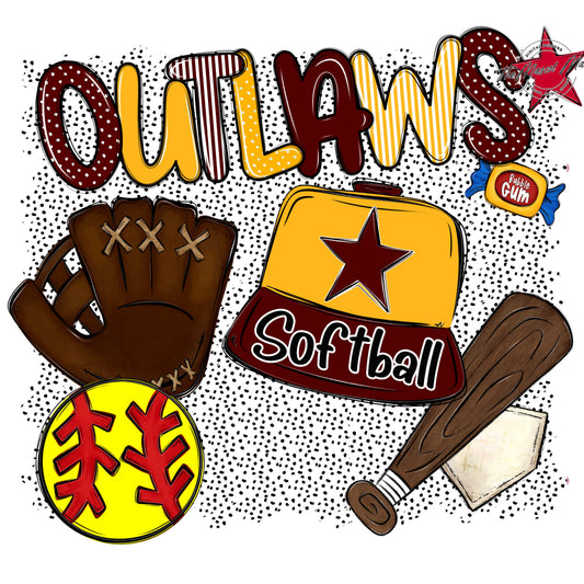 Outlaws Softball Spirit-Maroon & Yellow