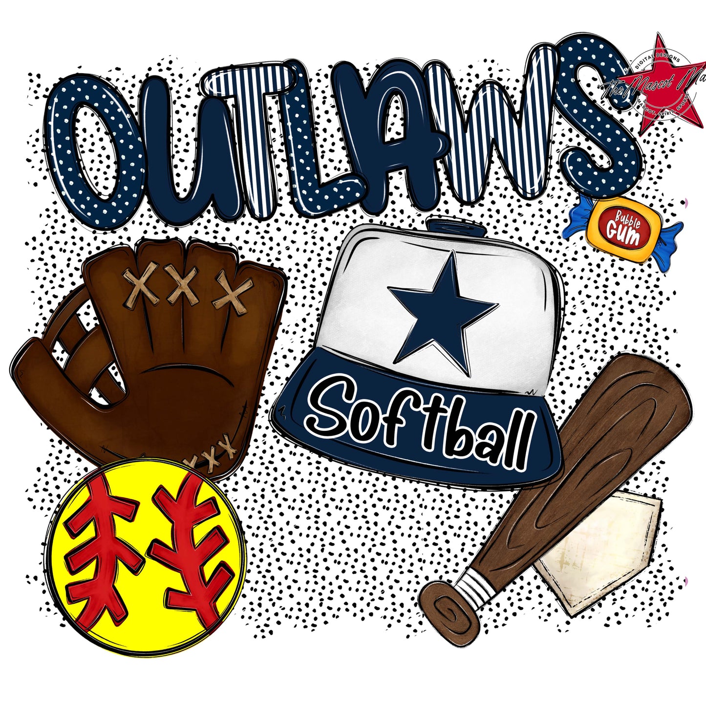 Outlaws Softball Spirit-Navy