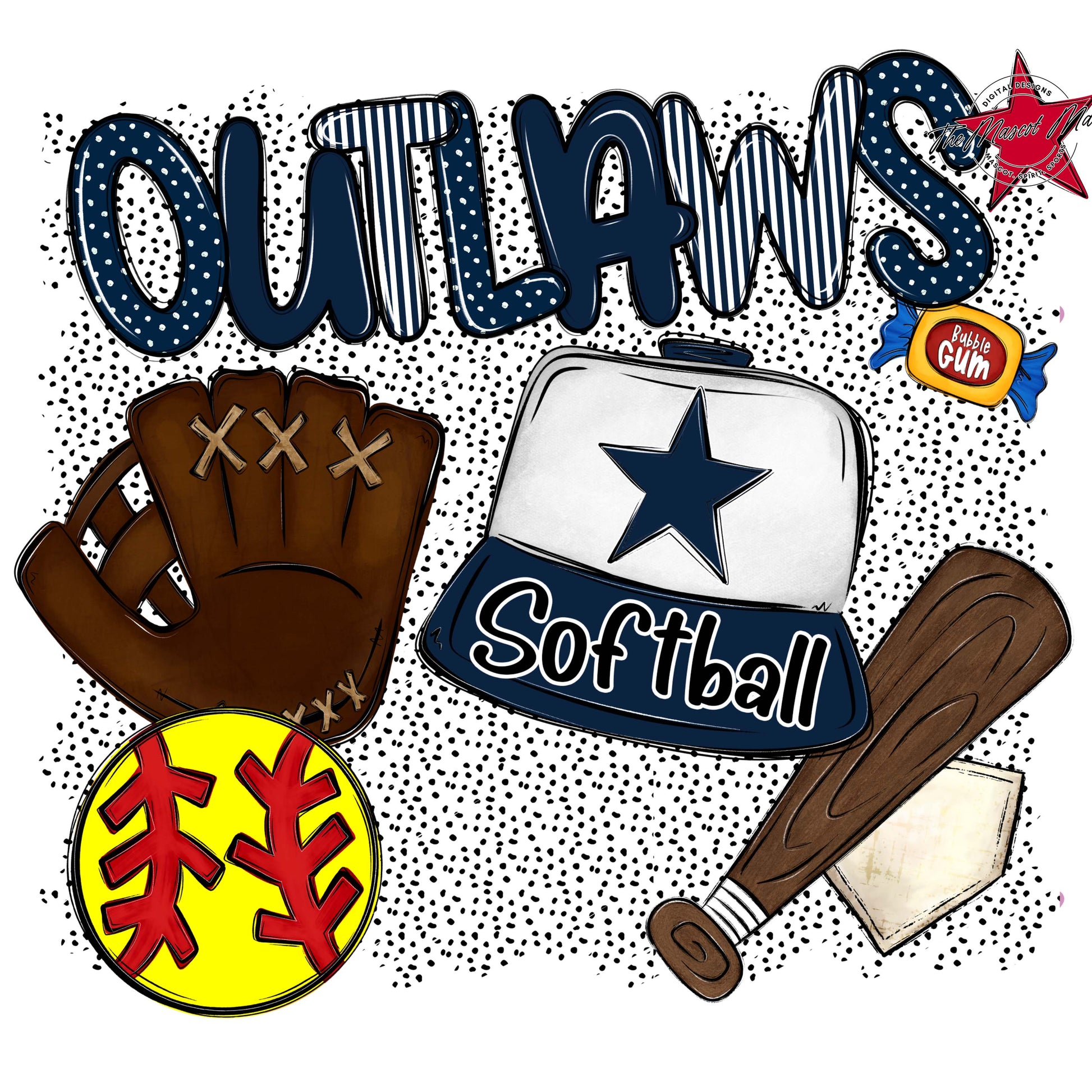 Outlaws Softball Spirit-Navy