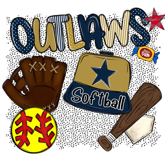 Outlaws Softball Spirit-Navy & Gold