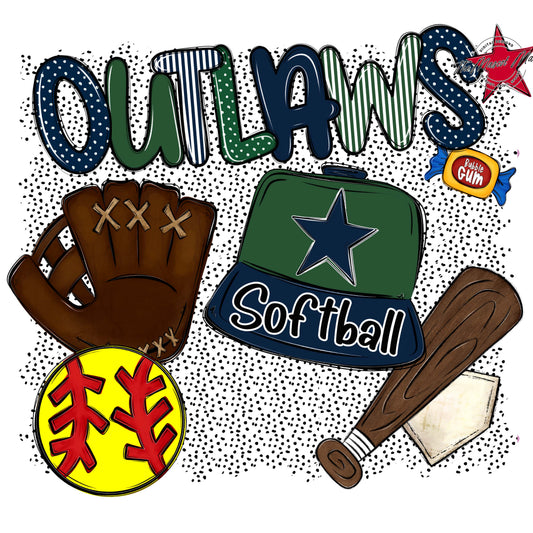 Outlaws Softball Spirit-Navy & Green