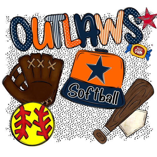 Outlaws Softball Spirit-Navy & Orange