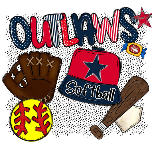 Outlaws Softball Spirit-Navy & Red