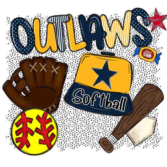 Outlaws Softball Spirit-Navy & Yellow