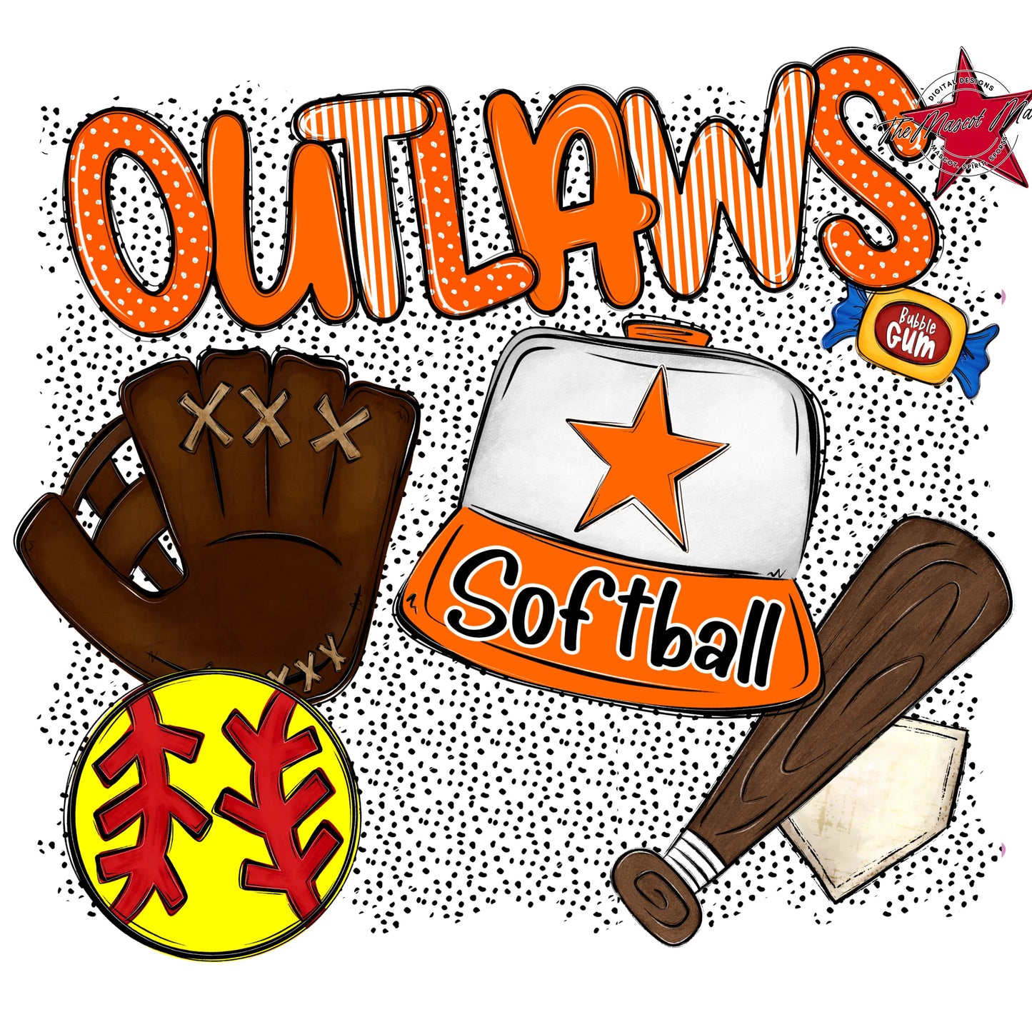 Outlaws Softball Spirit-Orange