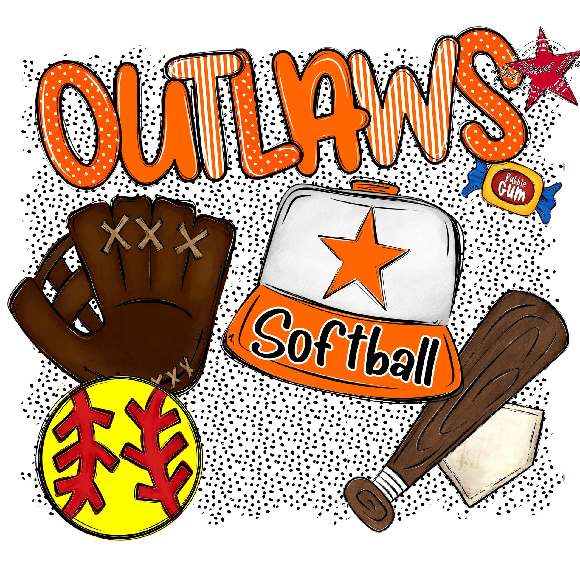 Outlaws Softball Spirit-Orange