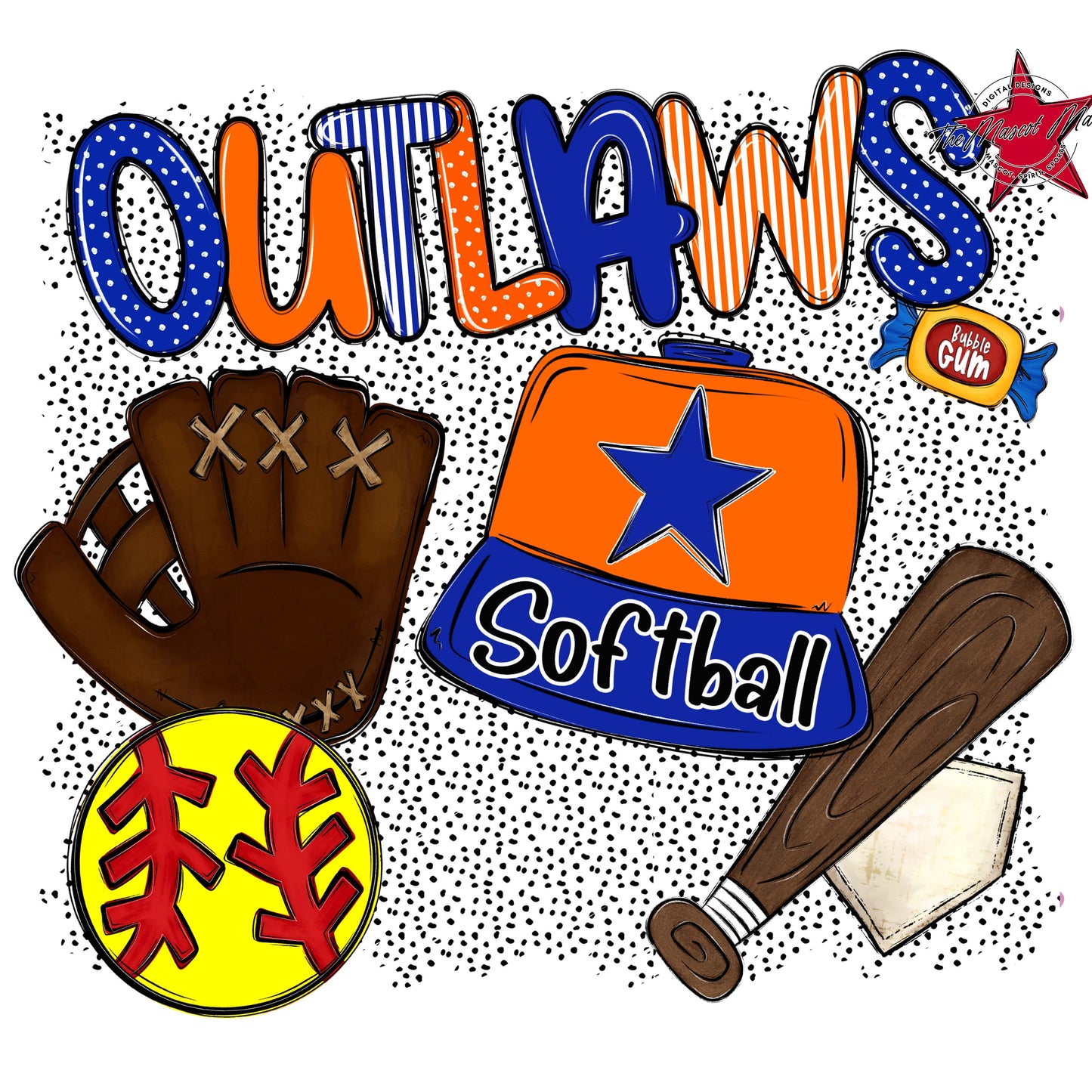 Outlaws Softball Spirit-Royal Blue & Orange