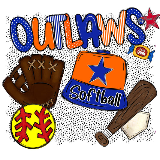 Outlaws Softball Spirit-Royal Blue & Orange