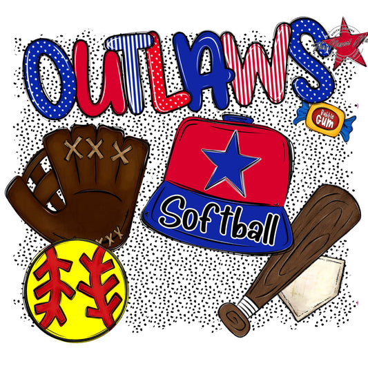 Outlaws Softball Spirit-Royal Blue & Red