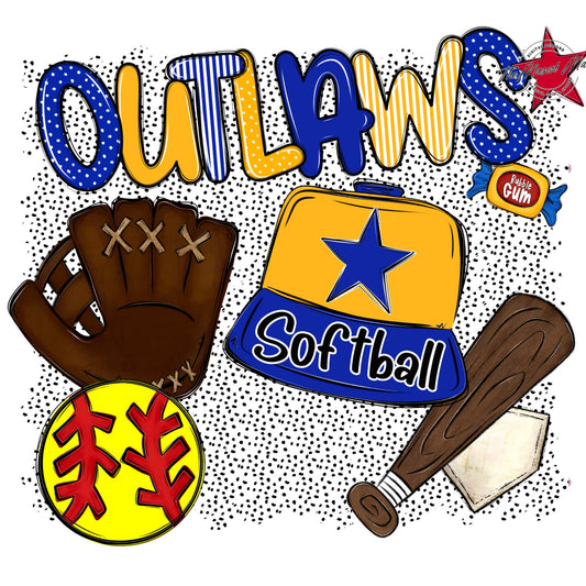 Outlaws Softball Spirit-Royal Blue & Yellow